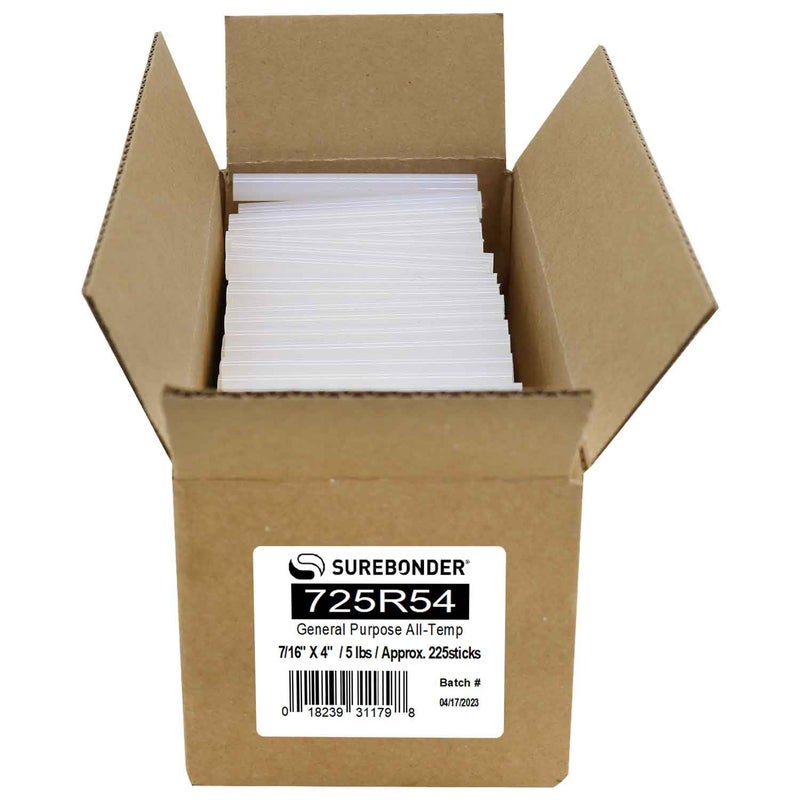 Surebonder Dual-Temperature, All Purpose Full-Size Hot Glue Sticks for Crafts/DIY - 0.43" x 4" - Approximately 225 Glue Sticks, 5 lb Box, Clear - Image 1